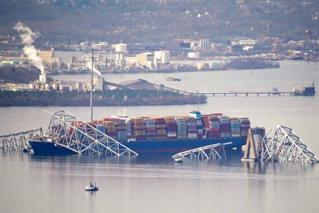 Key Baltimore Beltway bridge smashed by cargo ship.