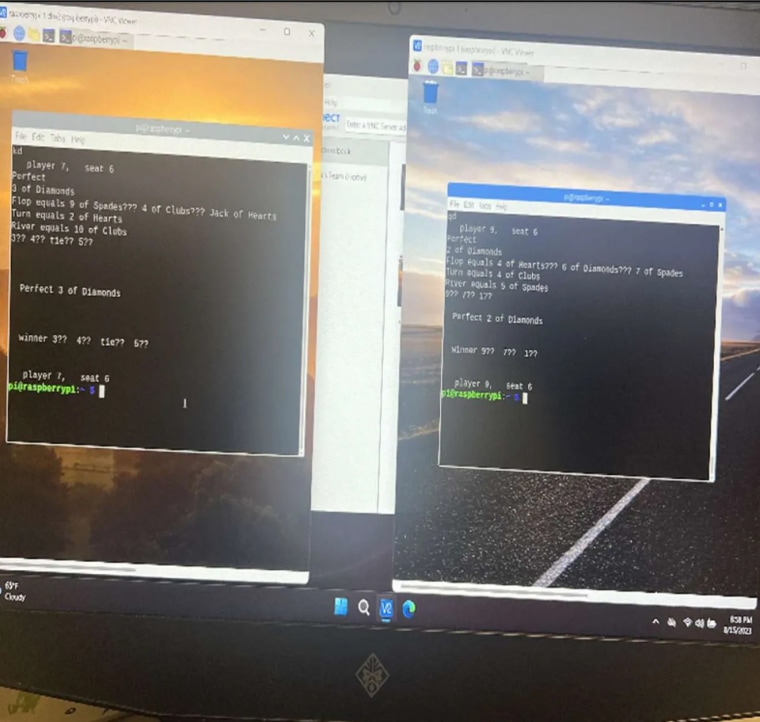 Image of the computer program showing information transmitted by the rigged shuffling machine, from defendant Shane Hennen